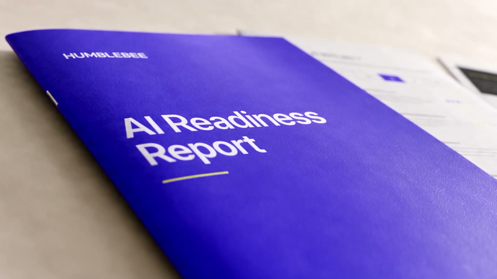 AI Readiness Report booklet with sample maturity and quick-win opportunity pages.